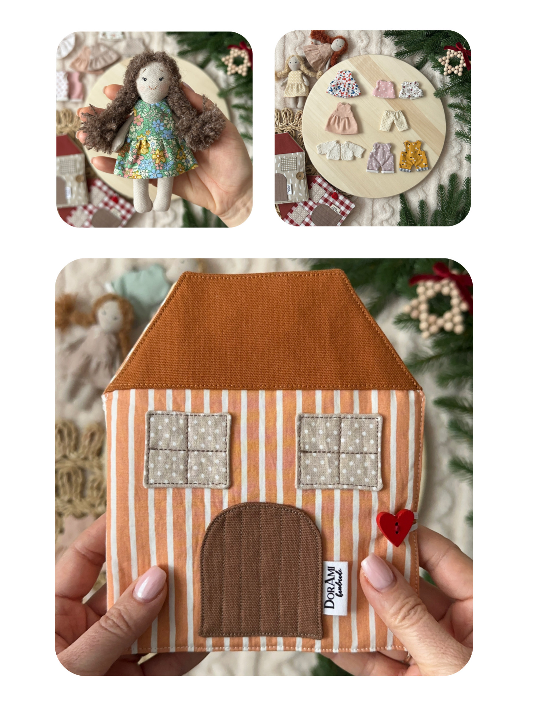 Babaház csomag - terrakotta csíkos